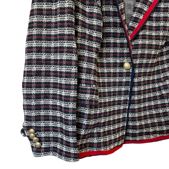 Court & Rowe Satin Trim Plaid Tweed Blazer (Plus Size) - NEW - Picture 5 of 10